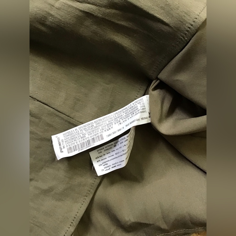 Zara stretchy linen shirt dress, in olive green - Picture 5 of 5